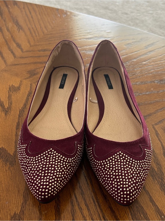Forever 21 Shoes - FOREVER 21 Burgundy Studded Ballet Flats